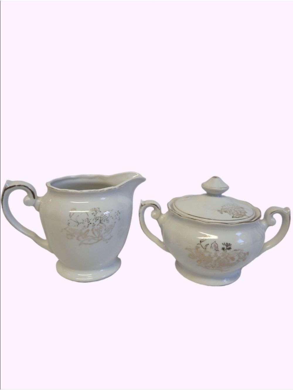 Vintage Kutani-ware Japanese Porcelain Creamer and Sugar Bowl Set